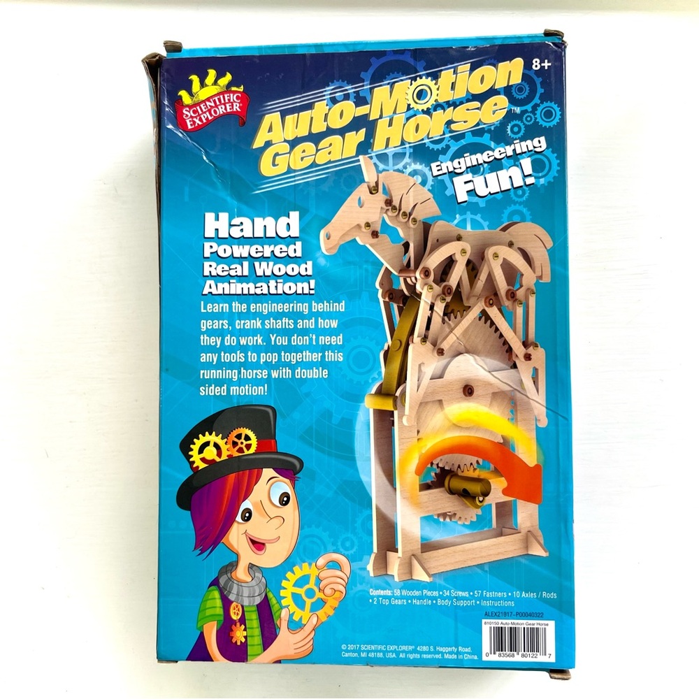 NEW Auto Motion Gear Horse Kit Kids Wood Toy Build Yourself Scientific Exploror - Picture 13 of 14